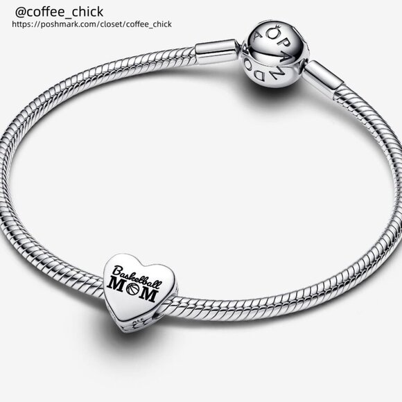 Pandora Engravable Basketball Mom Heart Charm - Picture 2 of 2